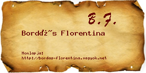 Bordás Florentina névjegykártya